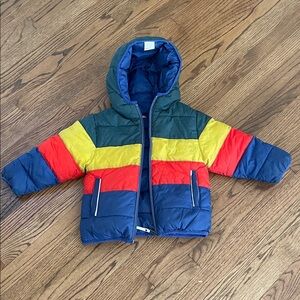 Reversible Hanna Andersson Rainbow/Blue Puffer Jacket